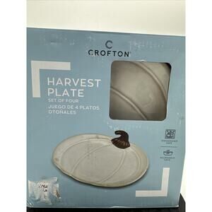 New In Box Crofton Harvest Plate Set Of 3 White Pumpkin Stoneware